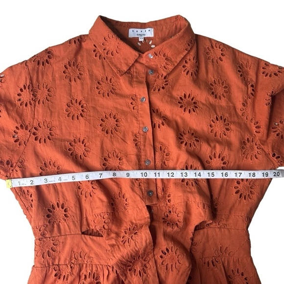 SUNCOO Chiara Eyelet Collared Dress-Terracotta. Size T3, Large - Picture 6 of 11